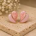 Elegant Edge - Blush Petal Enamel Stud Earrings