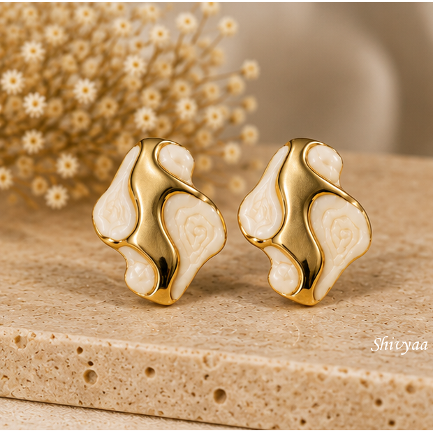 Ivory Tide Statement Stud Earrings