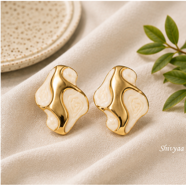 Ivory Tide Statement Stud Earrings