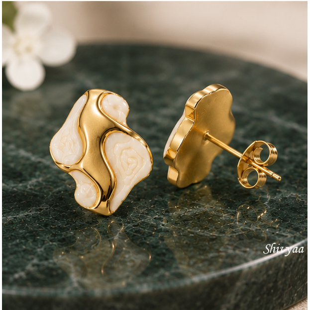 Ivory Tide Statement Stud Earrings