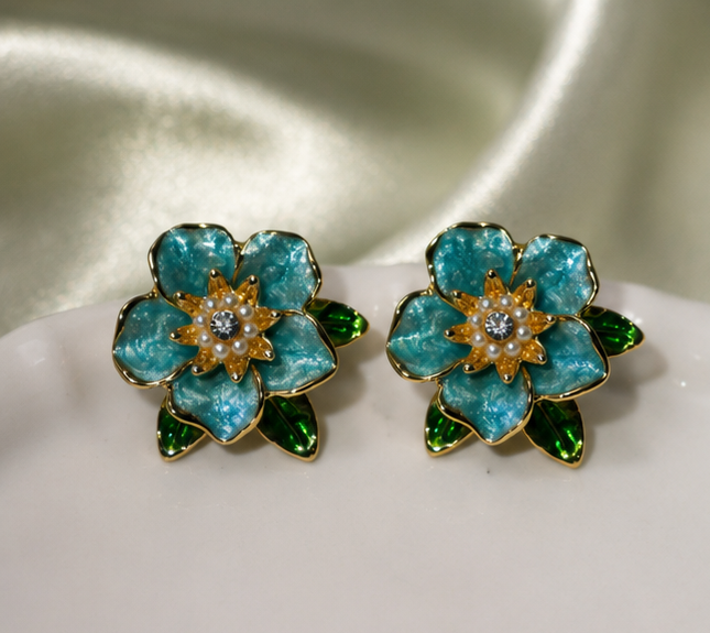 Firozi Phool Studs