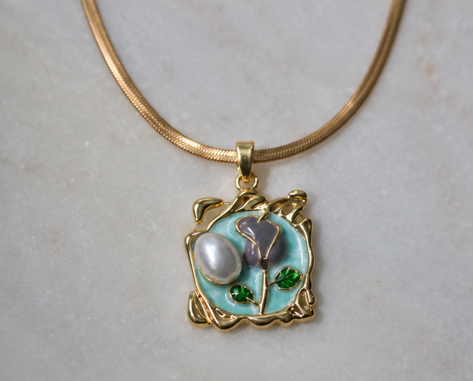 Pearl Petal Pendant Necklace