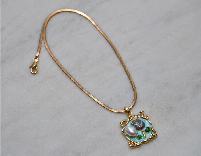 Pearl Petal Pendant Necklace