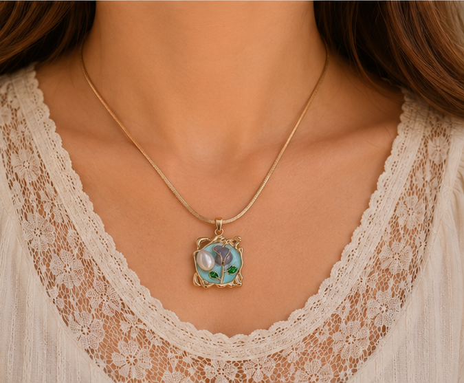 Pearl Petal Pendant Necklace