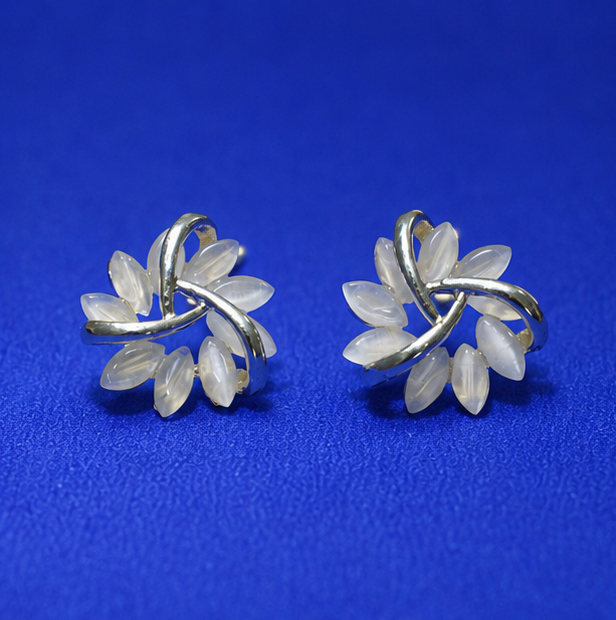 Ivory Bloom Floral Stud Earrings