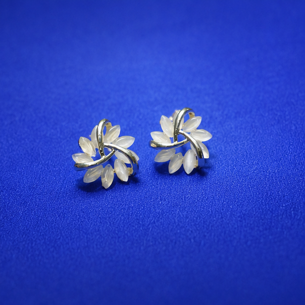 Ivory Bloom Floral Stud Earrings