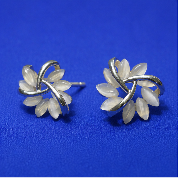 Ivory Bloom Floral Stud Earrings