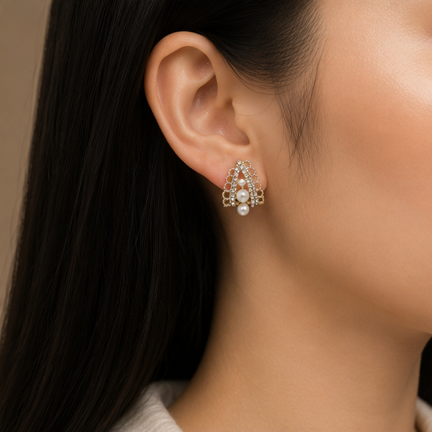 Simple Cat's Eye Stone Ruyi Earrings