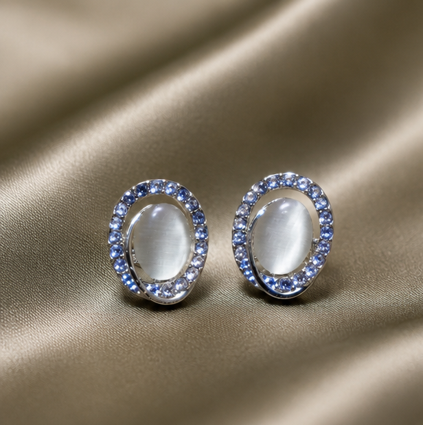 Moonlit Halo Crystal Stud Earrings