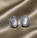 Moonlit Halo Crystal Stud Earrings