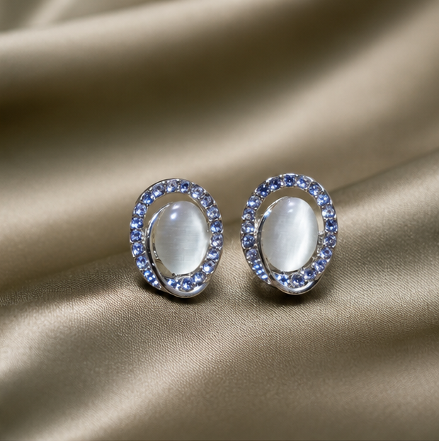 Moonlit Halo Crystal Stud Earrings