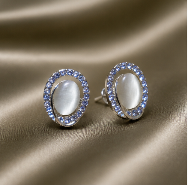 Moonlit Halo Crystal Stud Earrings