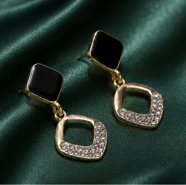 Midnight Luxe Crystal Drop Earrings