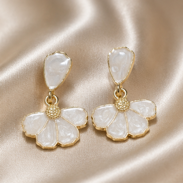 Ivory Bloom Drop Earrings