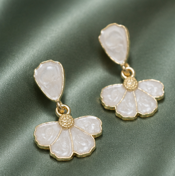 Ivory Bloom Drop Earrings