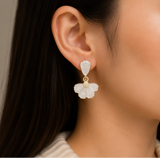 Ivory Bloom Drop Earrings