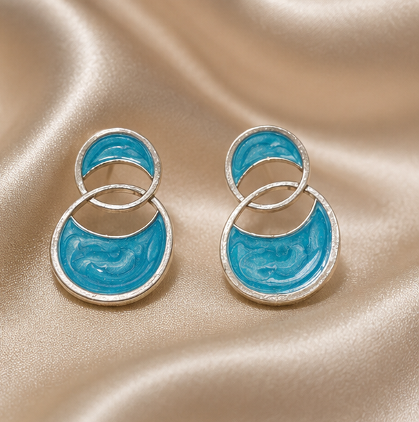 Ocean Breeze Double Circle Earrings