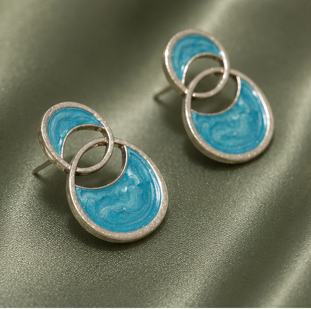 Ocean Breeze Double Circle Earrings