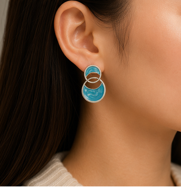 Ocean Breeze Double Circle Earrings