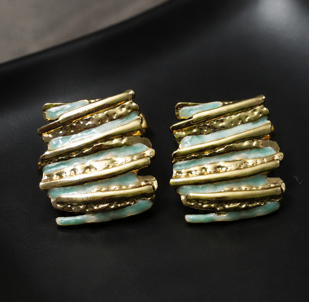 Mint Mosaic Statement Stud Earrings