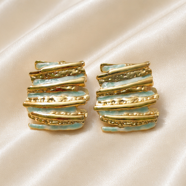 Mint Mosaic Statement Stud Earrings