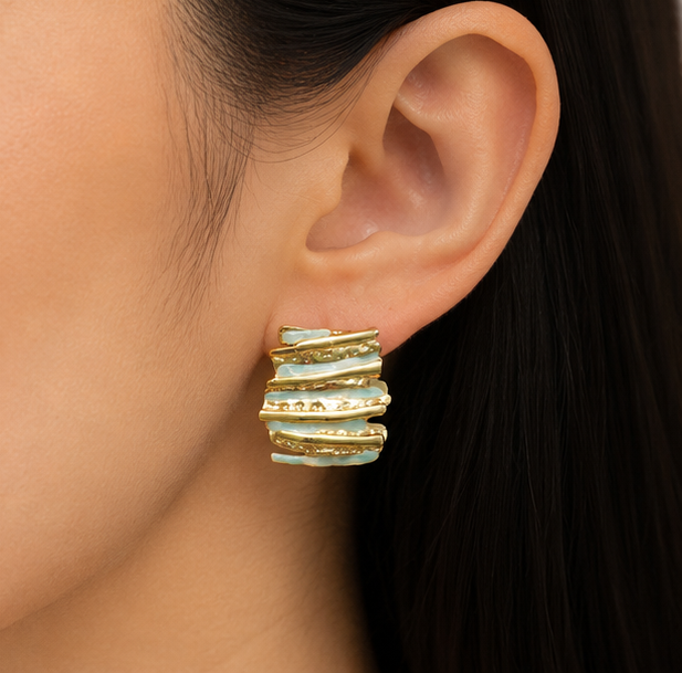 Mint Mosaic Statement Stud Earrings
