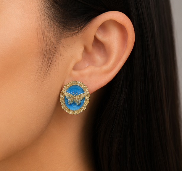 Azure Butterfly Vintage Stud Earrings