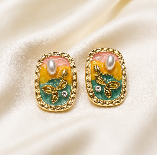 Sunlit Meadow Pearl Stud Earrings