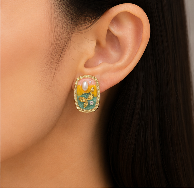 Sunlit Meadow Pearl Stud Earrings