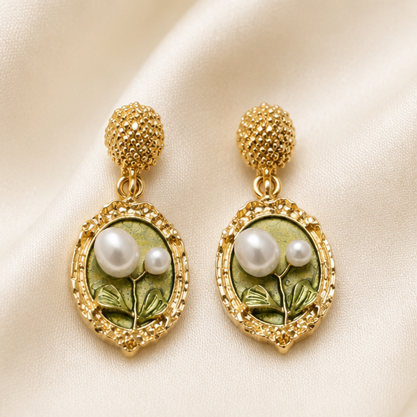 Pearl Garden Vintage Drop Earrings