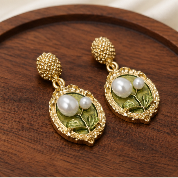 Pearl Garden Vintage Drop Earrings