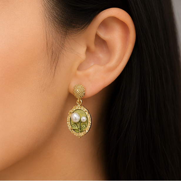 Pearl Garden Vintage Drop Earrings