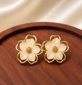 Ivory Blossom Floral Stud Earrings