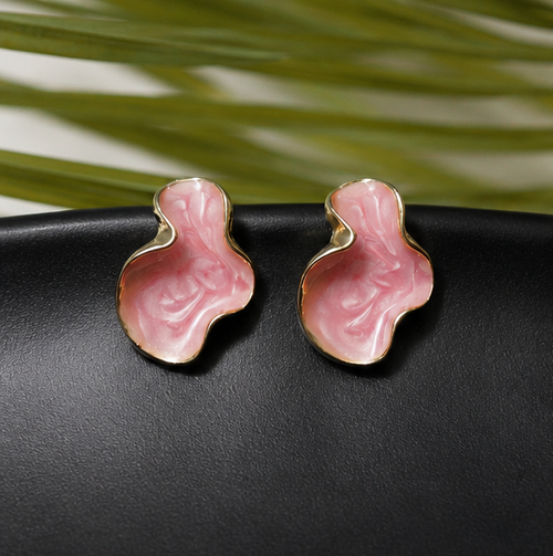 Blush Aura Abstract Stud Earrings