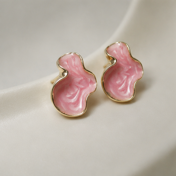 Blush Aura Abstract Stud Earrings