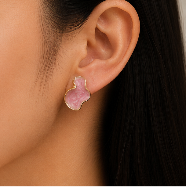 Blush Aura Abstract Stud Earrings