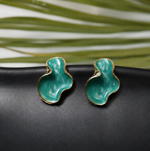 Ocean Mist Abstract Stud Earrings