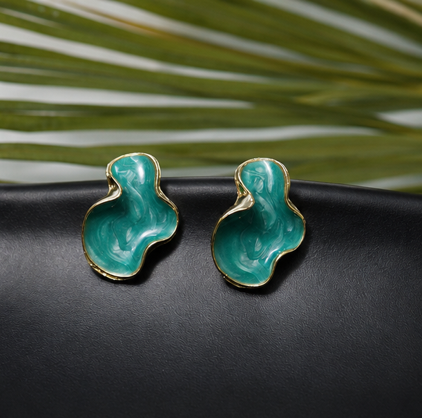 Ocean Mist Abstract Stud Earrings