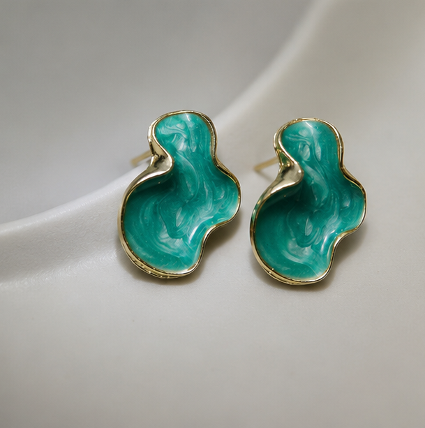 Ocean Mist Abstract Stud Earrings
