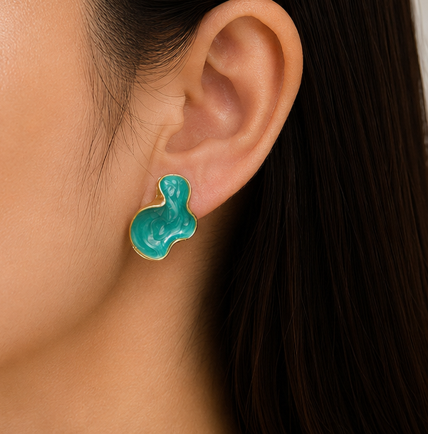 Ocean Mist Abstract Stud Earrings