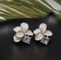Moon Petal Crystal Flower Stud Earrings