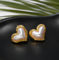 Pearl Heart Stud Earrings