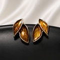 Amber Leaf Statement Stud Earrings