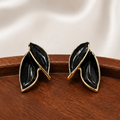Midnight Leaf Statement Stud Earrings