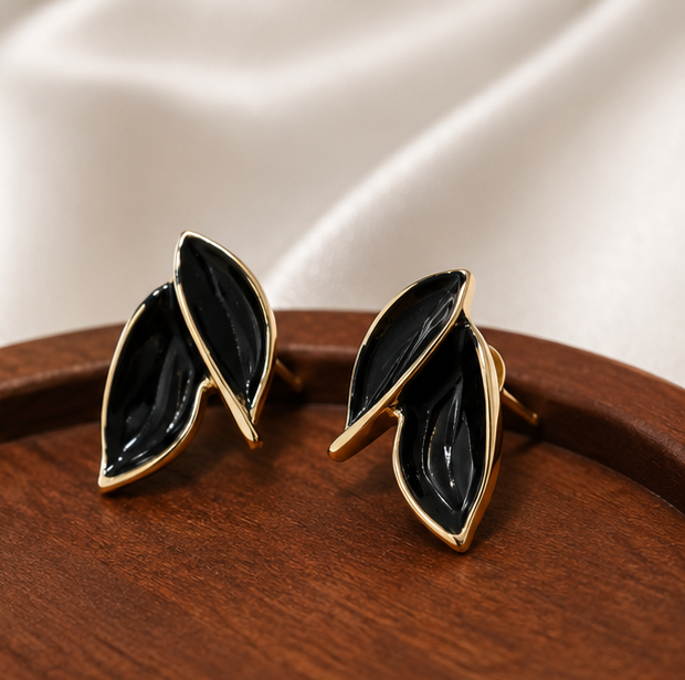 Midnight Leaf Statement Stud Earrings
