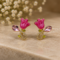 Blush Beam - Pink Tulip Sparkle Stud Earrings