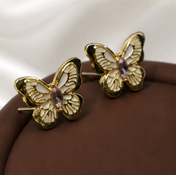 Butterfly Bloom Crystal Stud Earrings