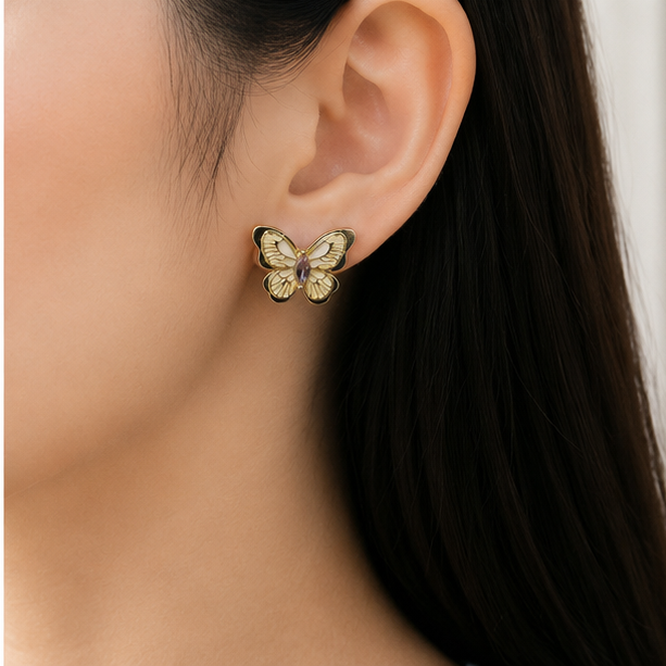 Butterfly Bloom Crystal Stud Earrings