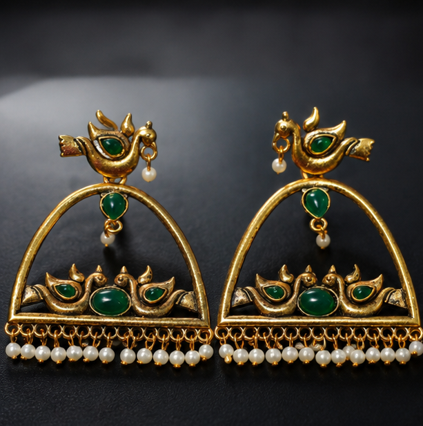 Panna Panchhi Jharokha Earrings