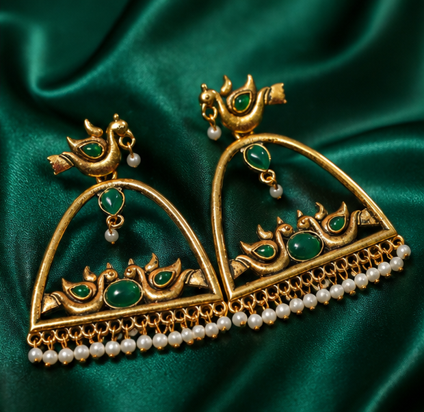 Panna Panchhi Jharokha Earrings